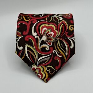 Vera Bradley Tie Necktie 100% Silk 60" x 4" Brown Floral Pattern - FLAW